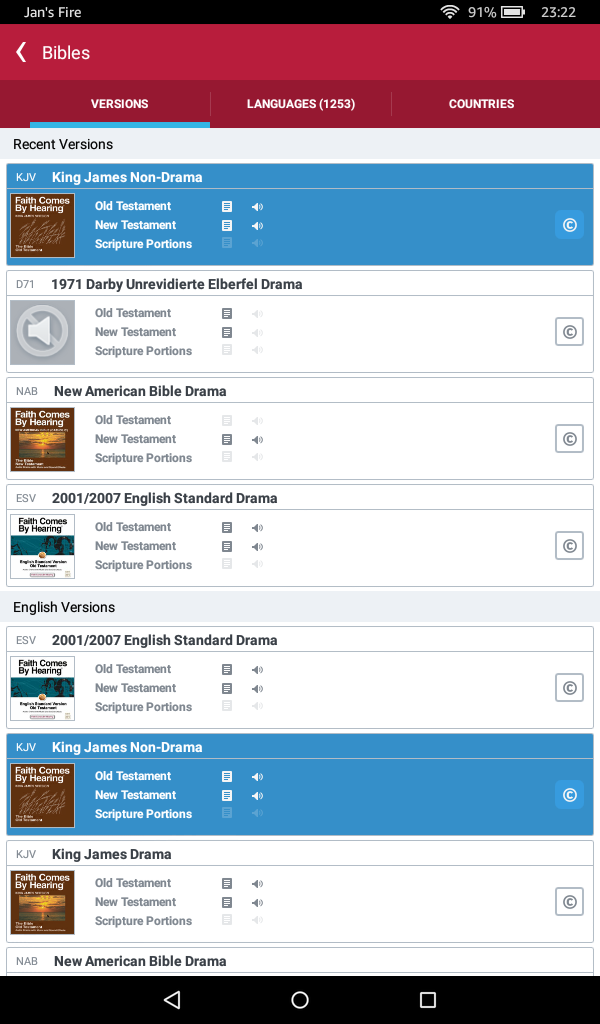 Bible.is Version Selection